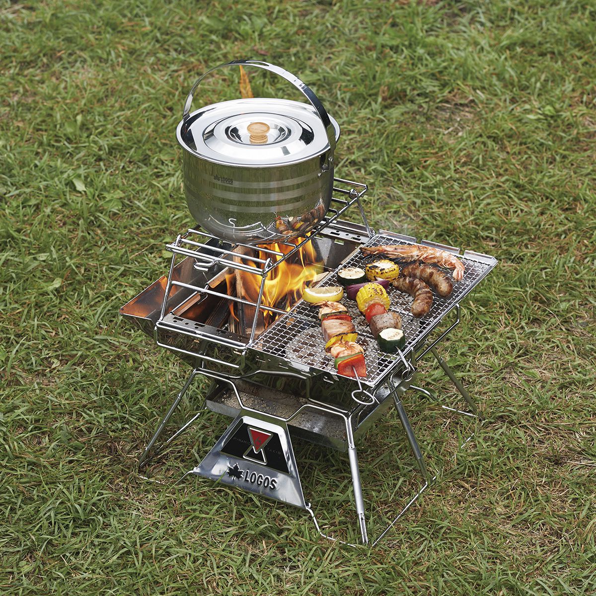 ロゴス 焚き火ピラミッドグリルM ＆火消し壺 ロゴス 焚き火ピラミッドグリルM ＆火消し壺