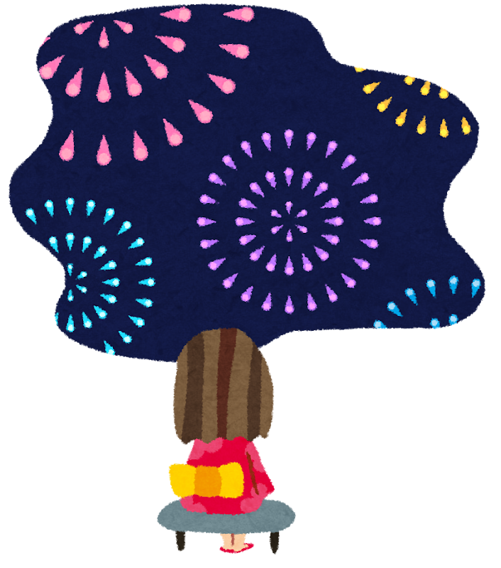 カップルイラスト10 浴衣、花火ミカスケのお絵描き