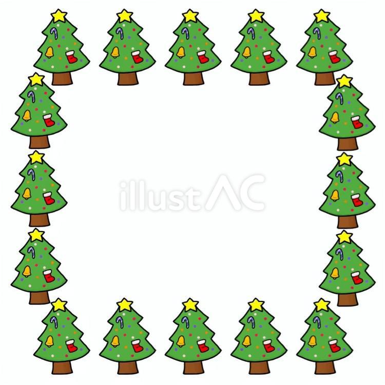 ポストカード・クリスマスカード サンタ帽、プレゼントボックス、ツリーのイラストフレーム素材228957110- イメージマート