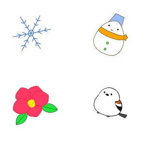 うさぎと雪だるまの寒中見舞い ベージュ：イラスト無料