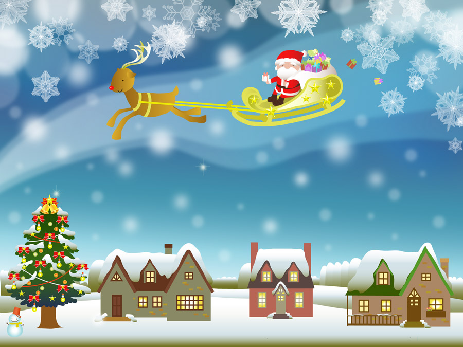 No1078 サンタクロースとトナカイEPSイラストダウンロード販売D-Lemon