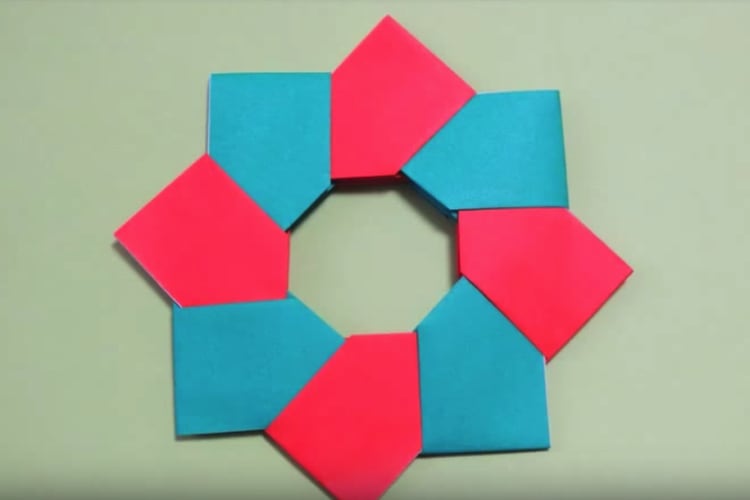 おりがみ畑の折り紙教室 クリスマスリースの折り方神奈川折り紙箸袋協会 おりがみ畑