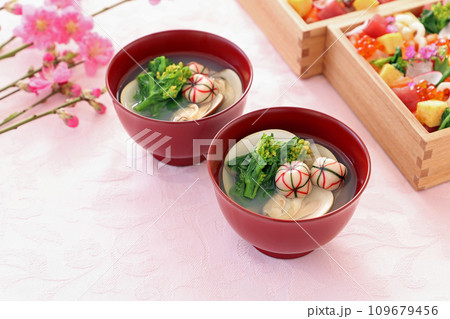 おひなまつり はまぐりのお吸い物 菜の花の写真素材109679456- PIXTA