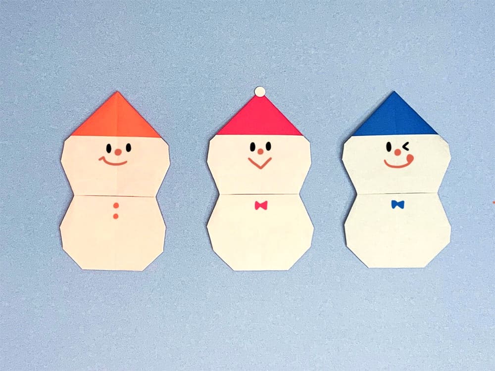 帽子もマフラーも！1枚で折る雪だるまfuna_origami