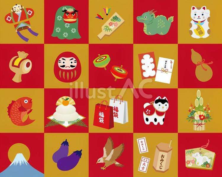 新年 お正月 縁起物の柄のバナー素材セット イラスト素材5818937- フォトライブラリ