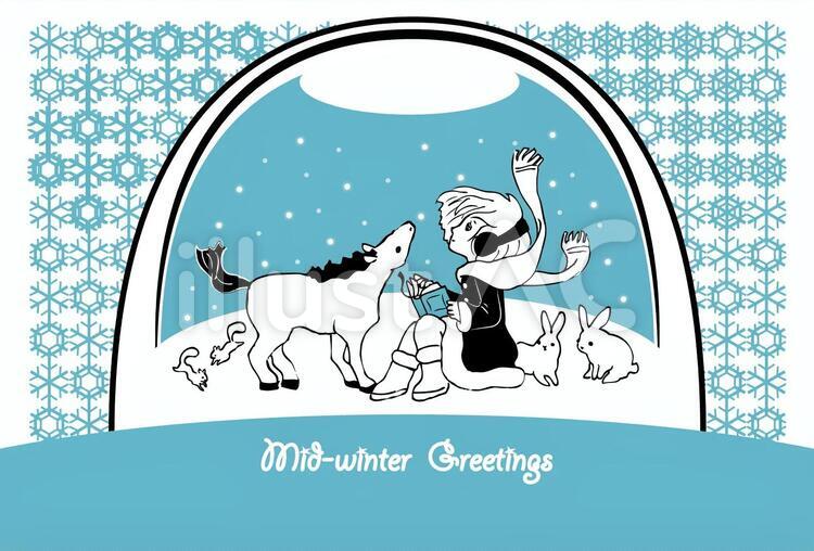 冬のグリーティングカード 雪の無料メッセージカードテンプレート 3307 - デザインAC