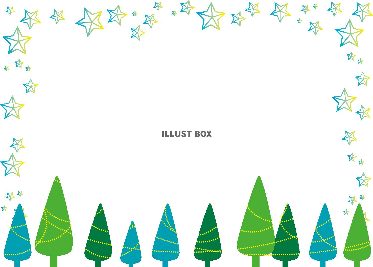 かわいいクリスマスのフレームイラスト.星のクリスマスベルとヒイラギ、オーナメントフレーム 飾り枠 Decome