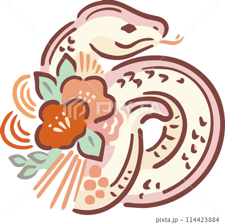 2025 年 蛇 年 正月 カード: シンプルで可愛い蛇のイラストのイラスト素材・ベクター Image 235543510