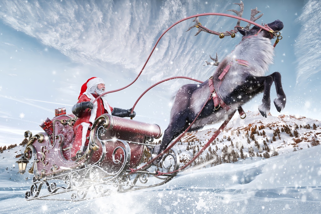 サンタクロースクリスマスのシーンのそり - トナカイのベクターアート素材や画像を多数ご用意 - トナカイ, 動物のそり, 引く - iStock