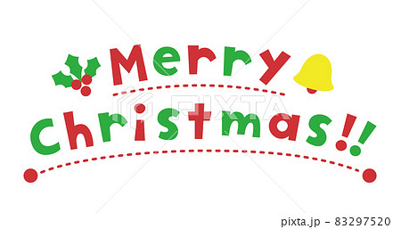 リースの中にMerry Christmas メリークリスマス 文字 かわいいイラスト無料 フリー90128素材Good