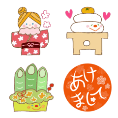 使える！お正月絵文字基本パックのLINE絵文字画像、情報など