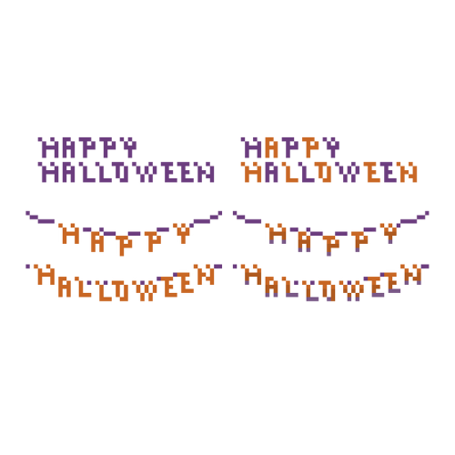 ハッピーハロウィン Happy Halloween の文字のドット絵イラスト フリー素材シンプルなフリー素材 そざいのえん