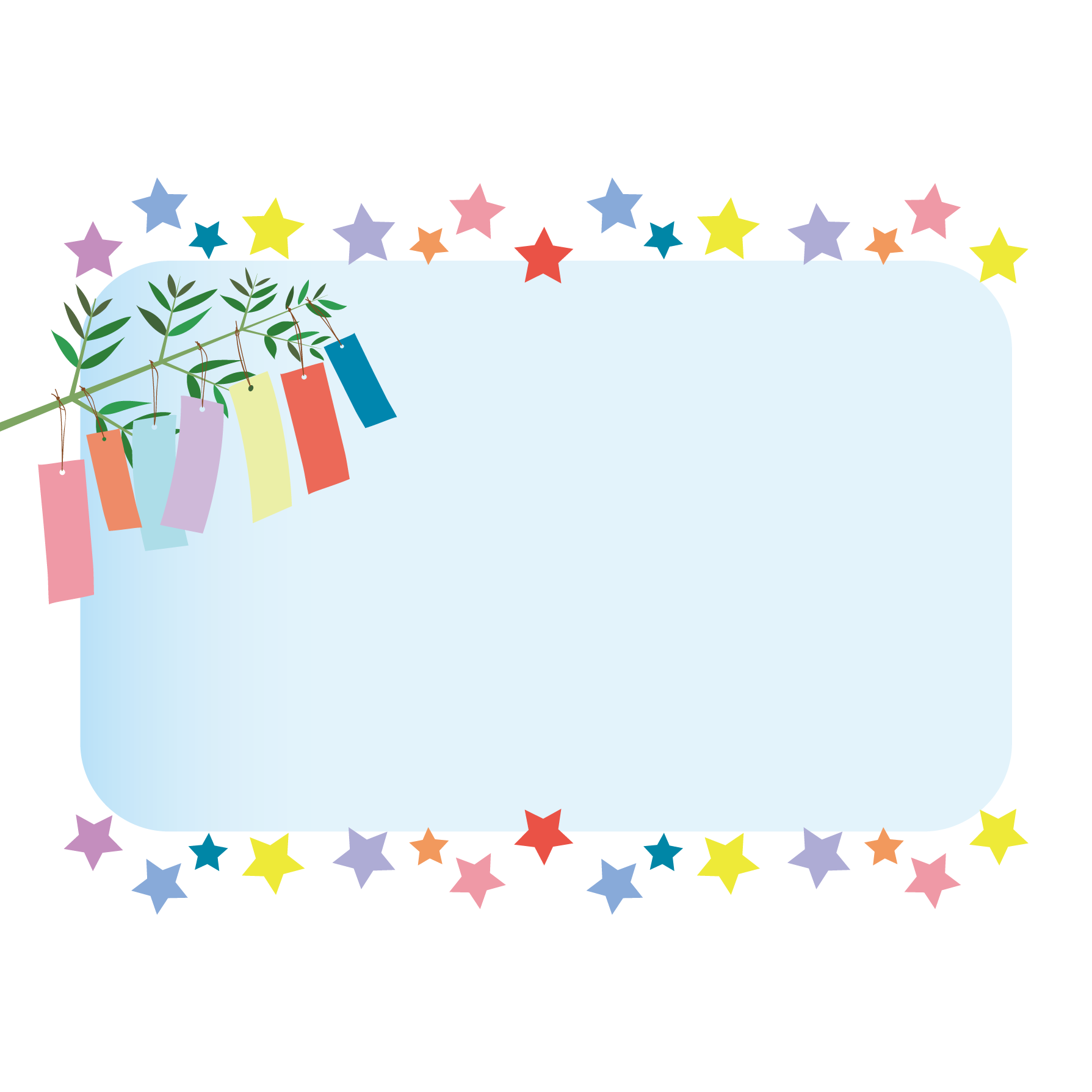 ７月のイメージ素材、七夕の行事に使える七夕飾りのイラスト素材フレーム 飾り枠 Decome