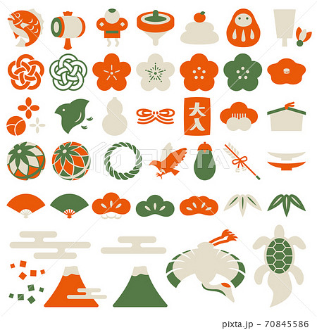 お正月イラスト 門松獅子舞凧の縁起物をのせた正月宝船