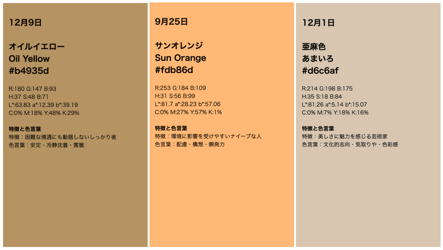 誕生色・色言葉・パーソナリティ