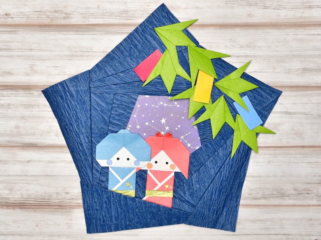 折り紙でちろぴのの七夕リースをつくる方法