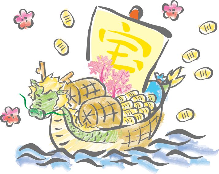 辰年・年賀状テンプレート ちょっとユニークな「龍踊り」のかわいイラスト・楽しさが伝わる イラストボックス「プレミアム」テンプレート