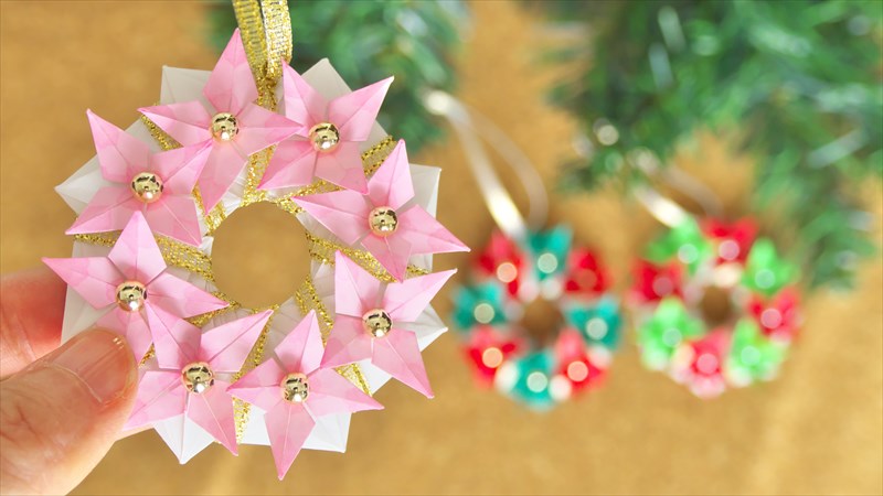 クリスマス折り紙 プーさんサンタのクリスマスリースの作り方mama life blog