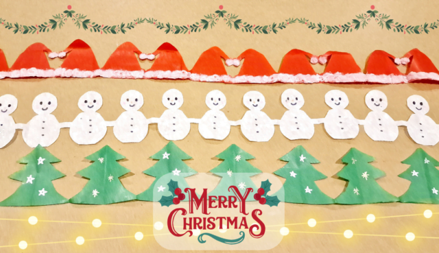 かんたんクリスマスツリー 画用紙にデコレーションボールを貼って楽しく作りましょう！ Christmas treearts and crafts