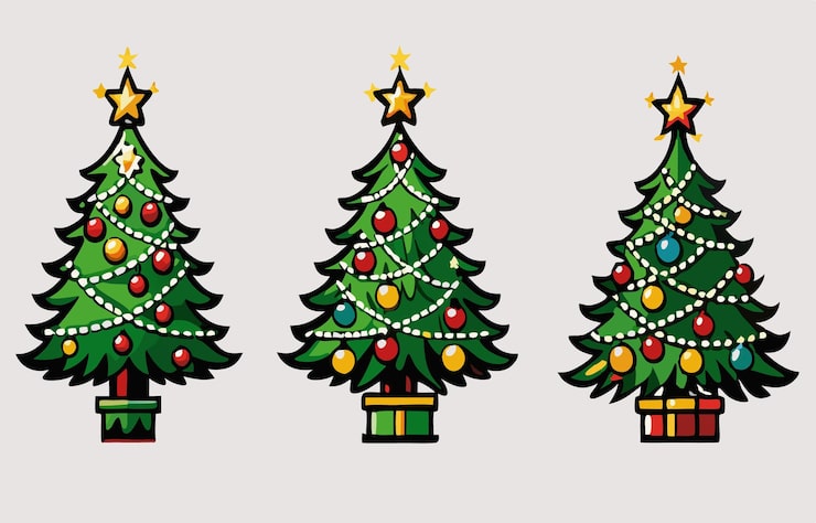 クリスマスツリー無料イラスト素材: イラスト無料素材かわいい系