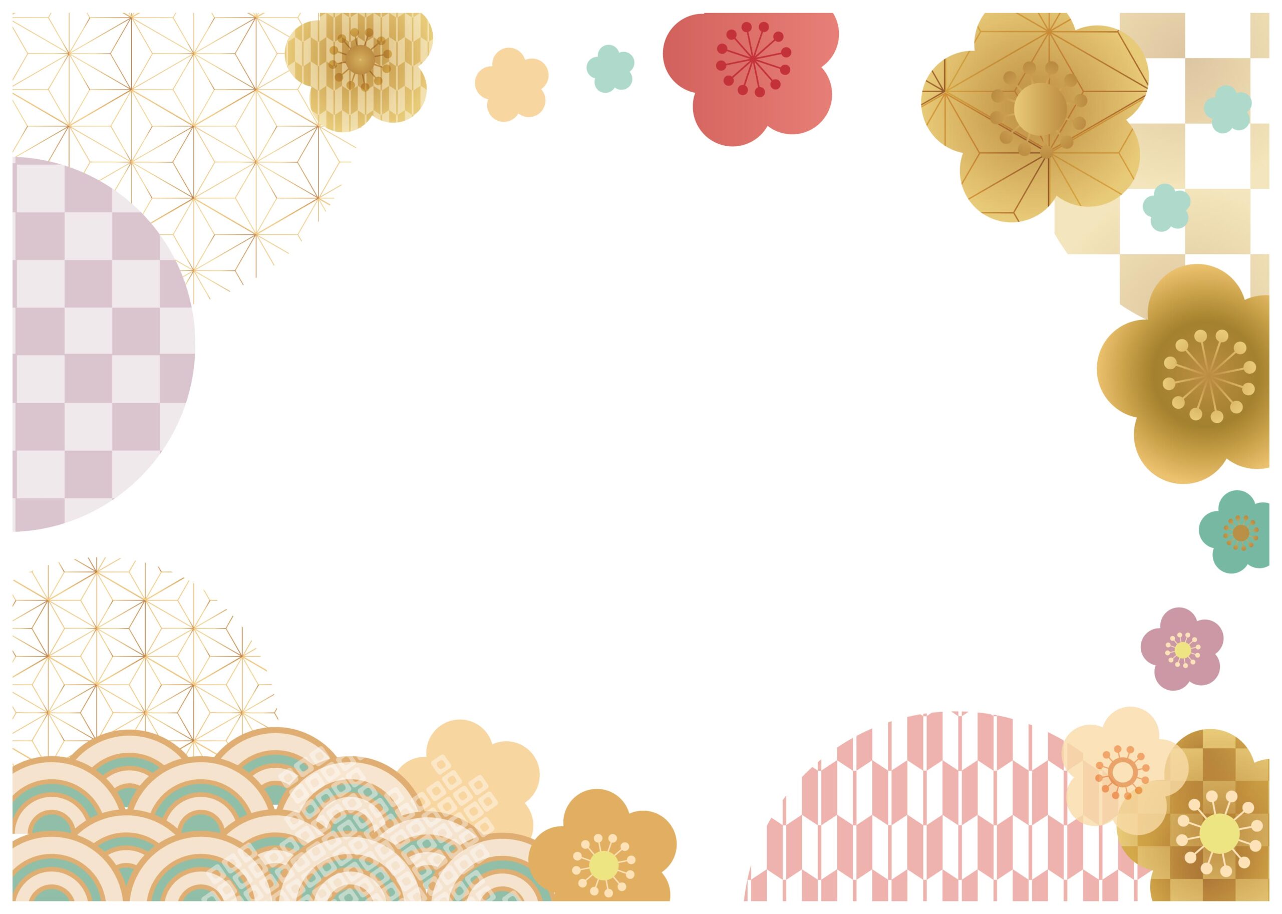 年賀状テンプレート和柄35の4イラスト - No: 25772255無料イラスト・フリー素材なら「イラストAC」