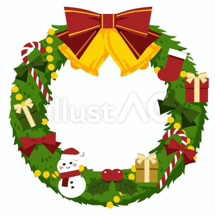 クリスマスリースのフリー素材 無料イラストかくぬる素材工房