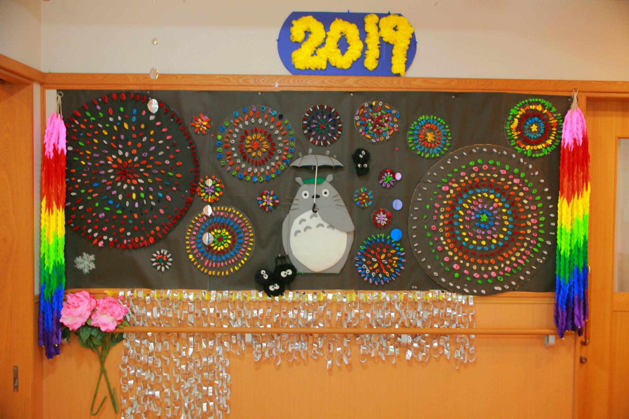 壁面飾り、お祭り、夏、介護施設、老人ホーム、デイサービス、小学校、縁日、8月