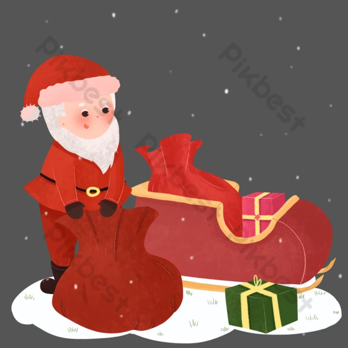 クリスマスサンタかわいいイラスト画像とPSDフリー素材透過の無料ダウンロード - Pngtree