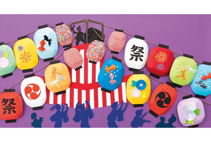 壁面飾り キラキラ壁面 夏 7月壁面 8月壁面 夏祭りにぴったりの