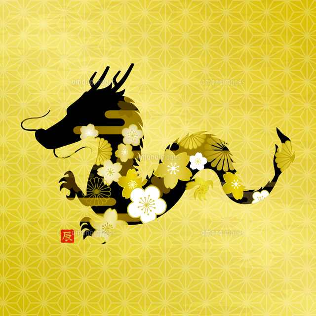 辰年年賀状テンプレート 手描き辰イラストのイラスト素材FYI07730453ストックフォトの Qlean Market キュリンマーケット