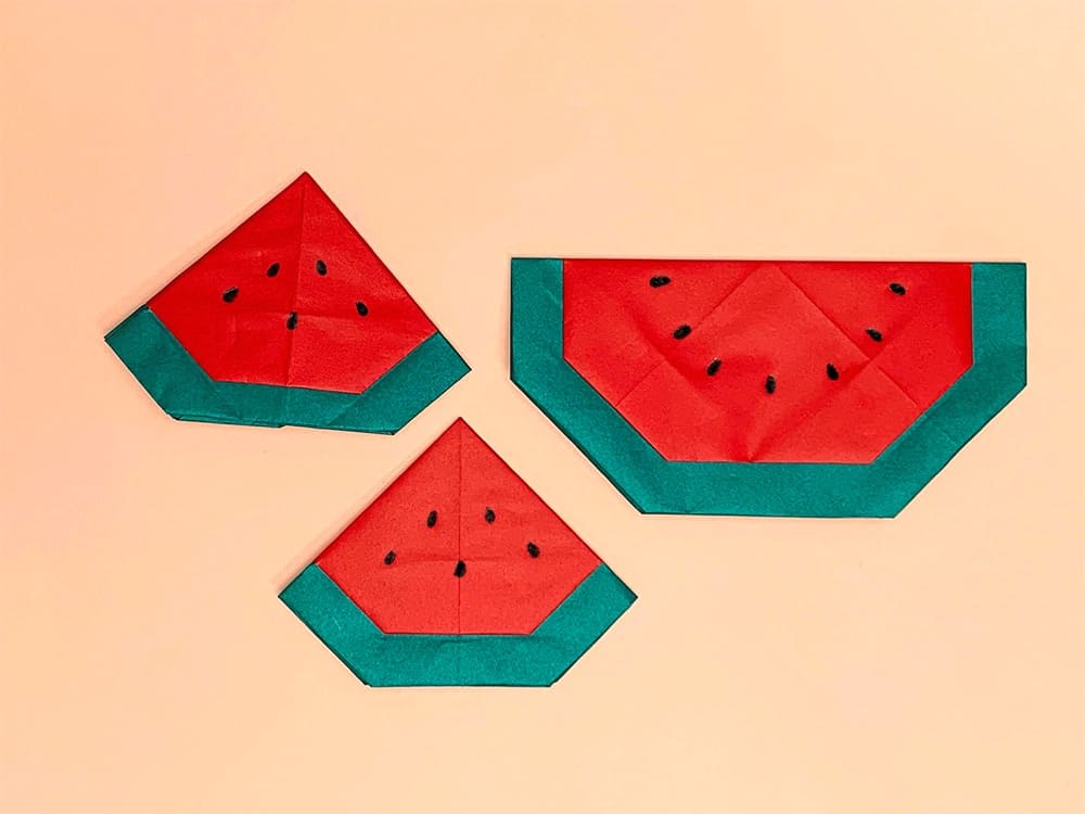 折り紙 スイカの飾り七夕飾り夏祭り夏のイベントラッピング簡単可愛い