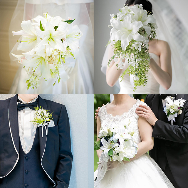 ユリ カサブランカ のウェディングブーケウェディングブーケ倶楽部@大阪造花の手作りブーケレッスン専門店