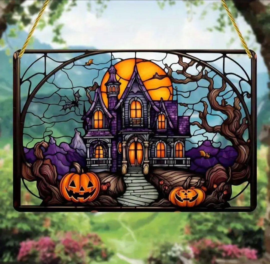 楽天市場 ハロウィン～ステンドグラス風キューブボックス ジャック オ ランタンとゴースト ライトを入れてキャンドルスタンド風に : ARANCIAmica male