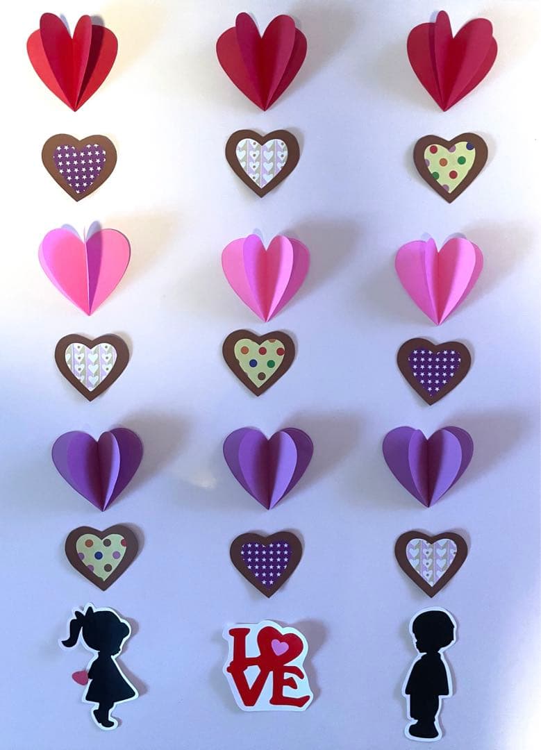 バレンタイン 壁面飾り工作ネタ ハートとキューピッドの矢 Heart with Cupid Arrow バレンタイン２月Valentine壁面 飾り高齢者レク・OT・デイ・保育知育じゃばら折り・折紙DIY