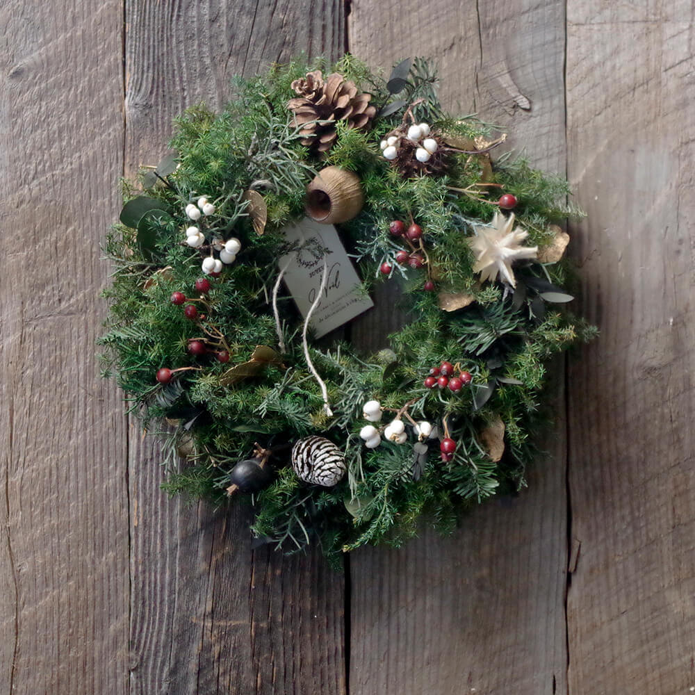 クリスマスフレッシュリース ナチュラルリース みぽりん 直径37〜38cm クリスマスフレッシュリース ナチュラルリース みぽりん