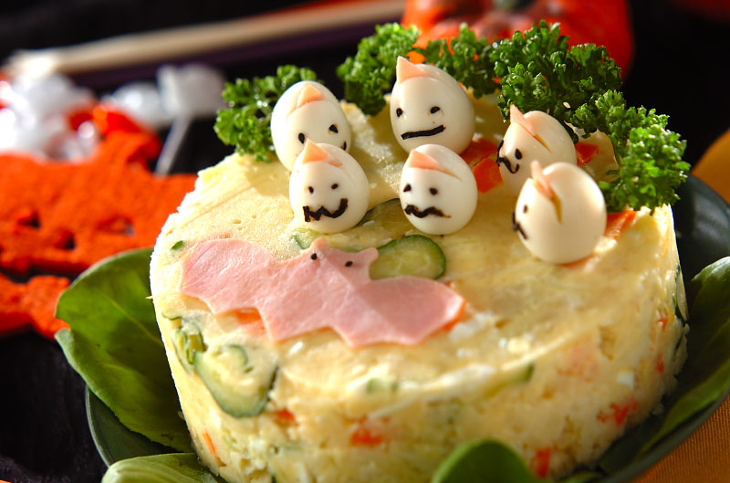ハロウィンのおばけサラダ