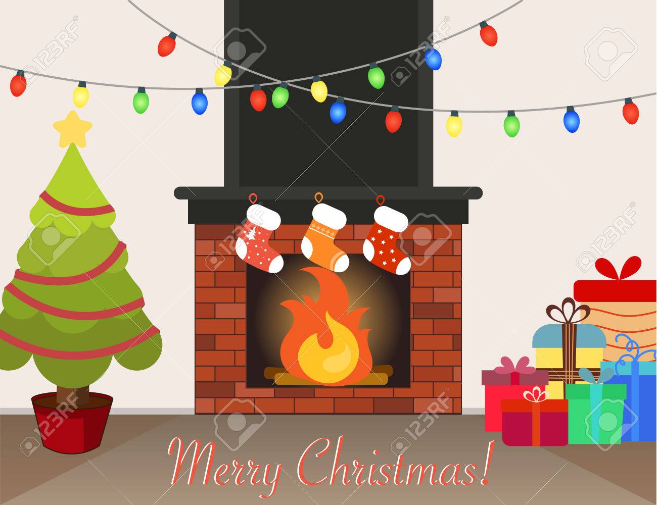 居心地の良い暖炉の水彩画とクリスマスの飾りイラスト素材透過、PNGフリー画像ダウンロード - Pngtree