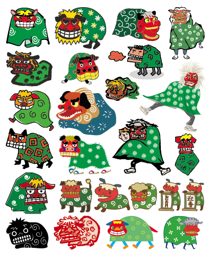 お正月獅子舞イラスト