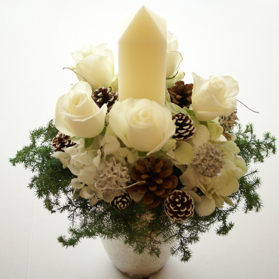 クリスマス アレンジメント green×whiteのクリスマスアレンジメント
