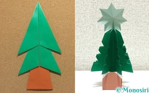 折り紙 クリスマスツリー 立体の折り方 niceno1 Origami Christmas tree 3D