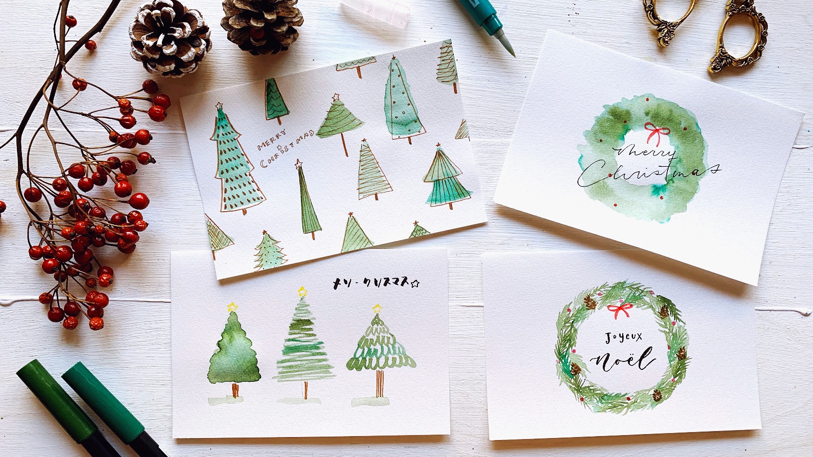 筆ペンで描ける可愛いクリスマスカード特集アート書道セラピ