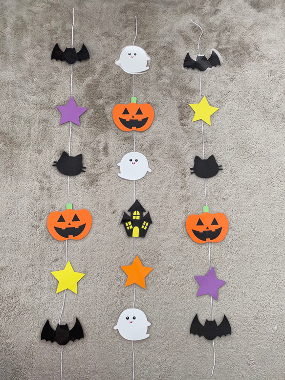 ハロウィン製作 可愛いおばけたちのつるし飾りの作り方ほいくびより