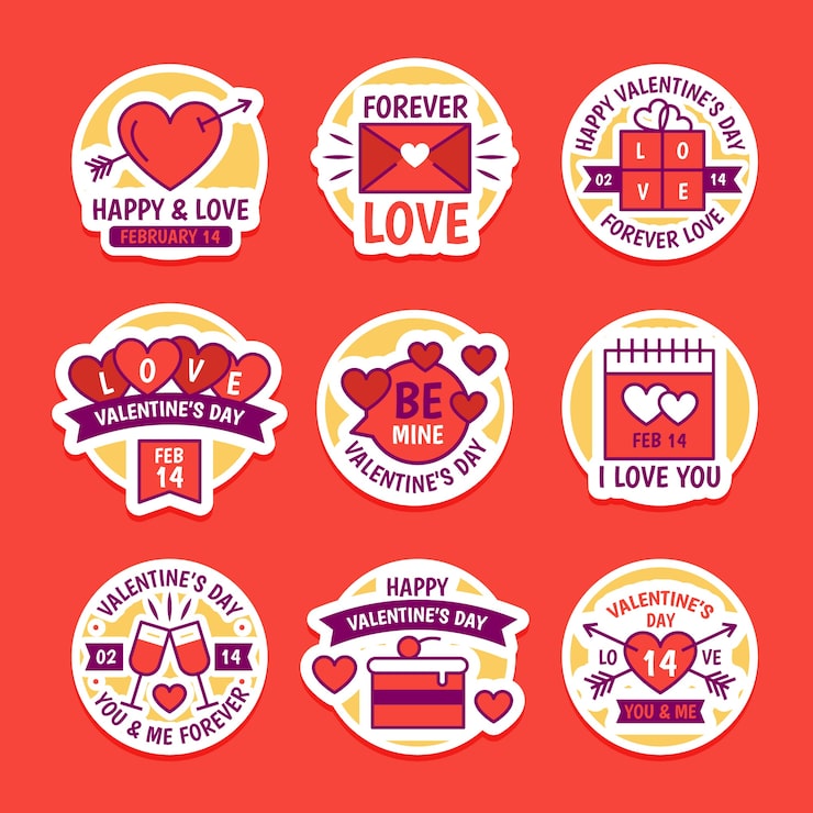 バレンタイン ステッカーのベクトル - 無料の高品質ベクトルを Freepik からダウンロードFreepik