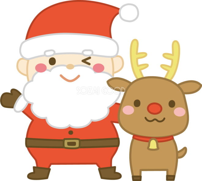 クリスマス素材トナカイ・サンタクロースのシルエットイラストセットのイラスト素材FYI04951513ストックフォトの QleanMarket キュリンマーケット