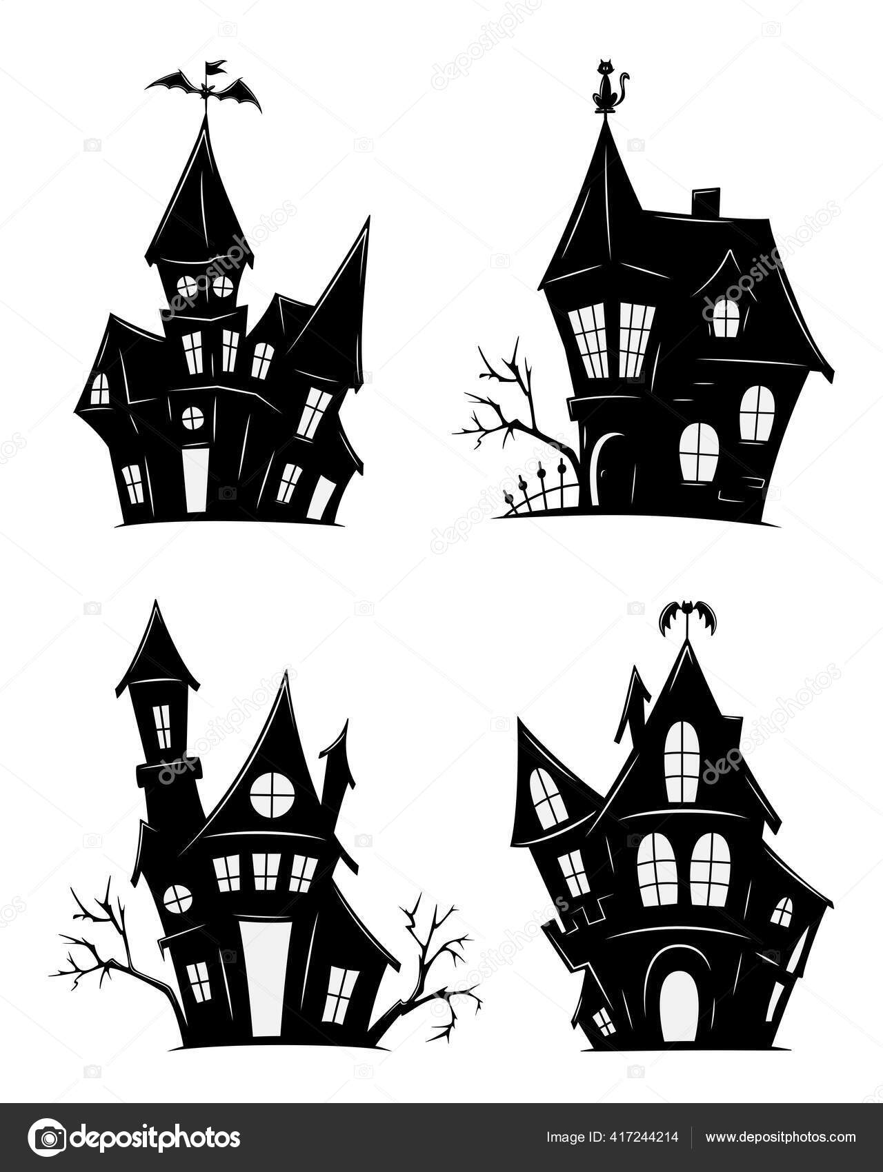 秋のハロウィンの城の黒いシルエットのベクターイラストフレーム背景 Stock VectorAdobe Stock