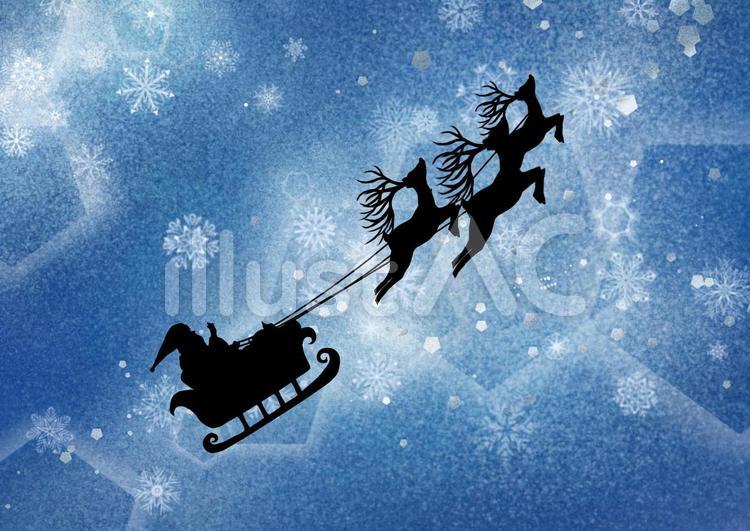 Merry Christmas サンタクロース トナカイ 街並 イラスト シルエット イラスト素材4727417- フォトライブラリ