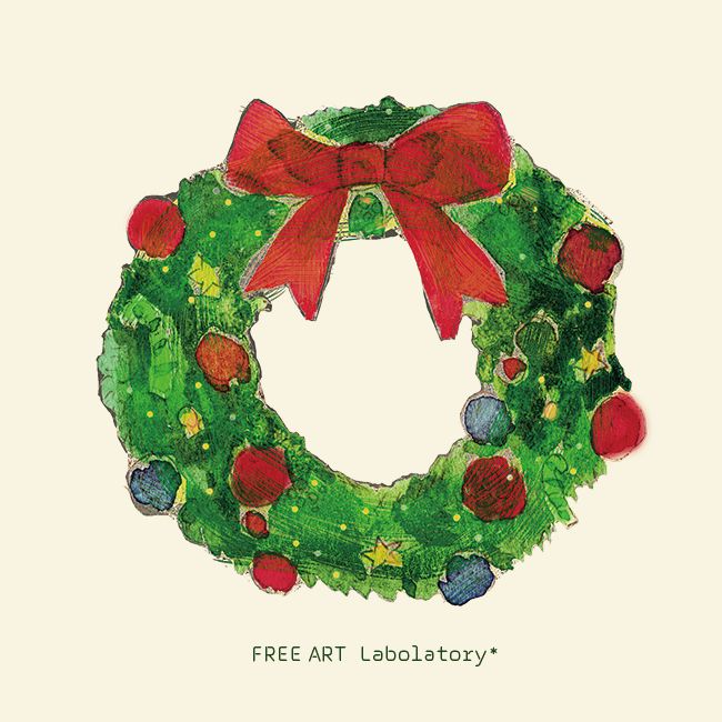 クリスマスリースのイラストの描き方をご紹介！おしゃれな背景にオススメの小物メイキングです。お絵かき図鑑