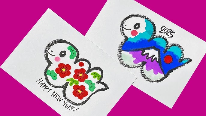 2025年「巳年」の年賀状！かわいいへびのイラスト入り・令和7年のデザイン年賀はがきテン イラストボックス「プレミアム」テンプレート