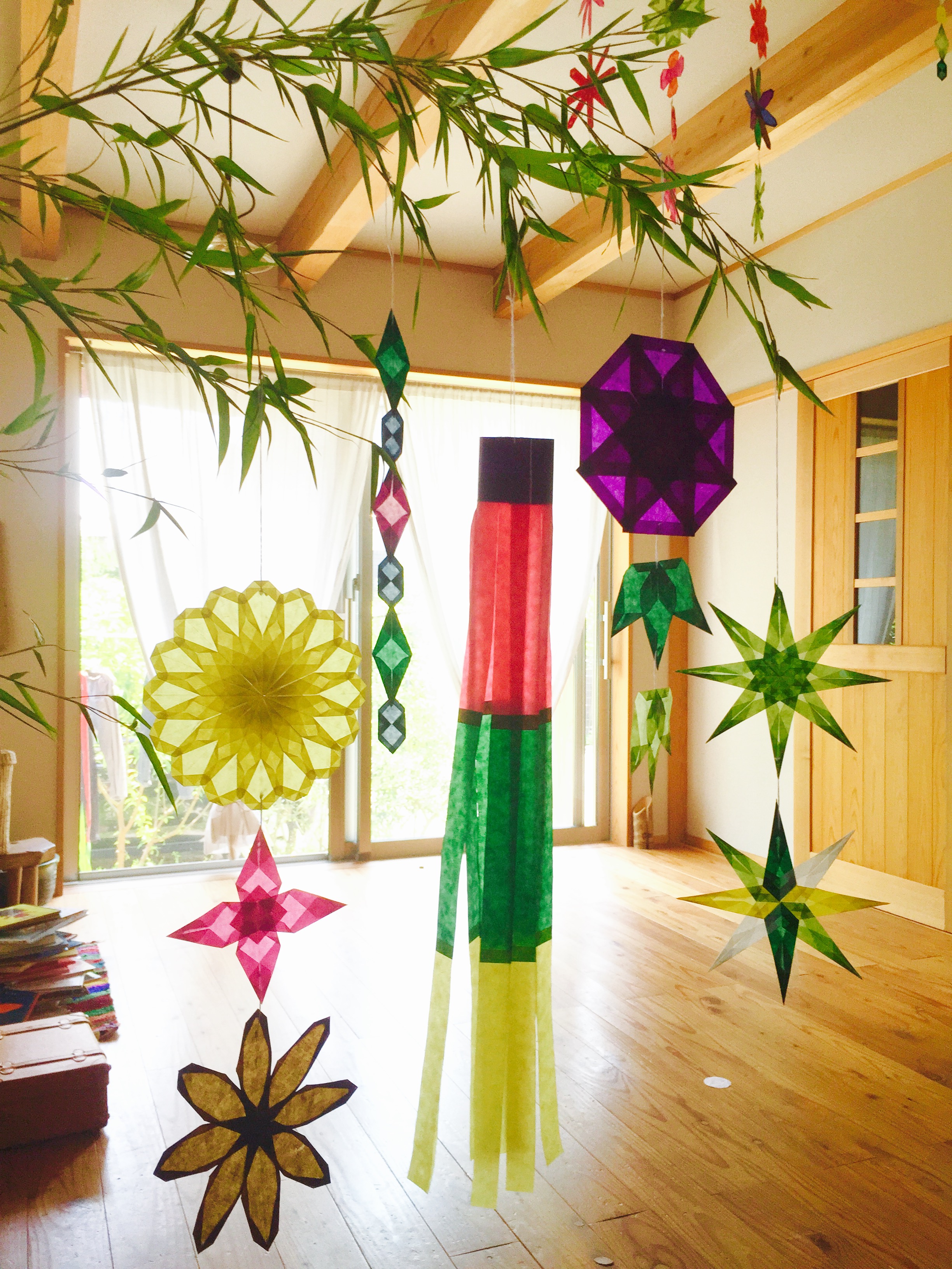 七夕飾り吹き流し折り紙素材型紙・ 作り方 無料ダウンロード・印刷幼児教材・知育プリントちびむすドリル 幼児の学習素材館