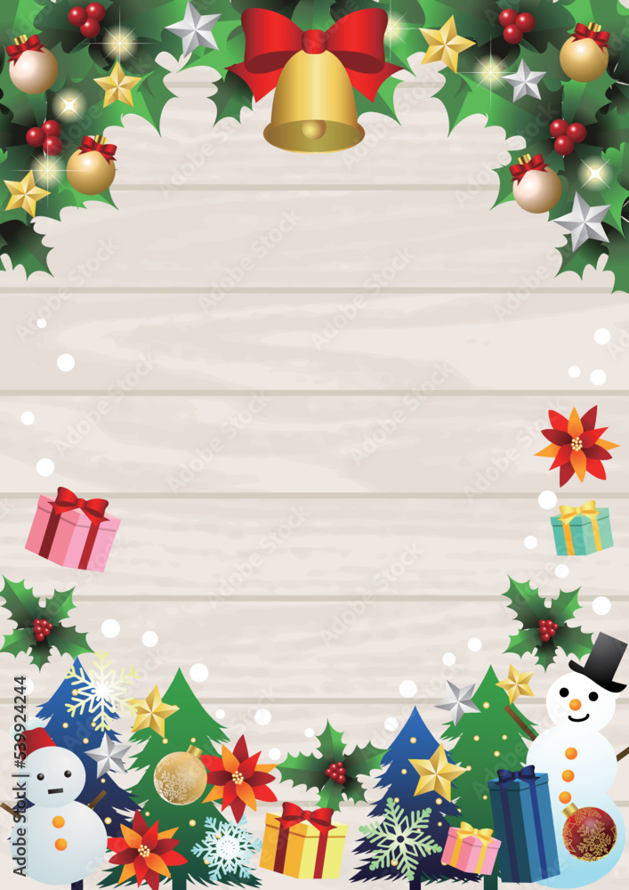 クリスマスフレーム 横 雪の結晶、靴下、星、オーナメント • wall stickers star, merry christmas,ornamentmyloview.com